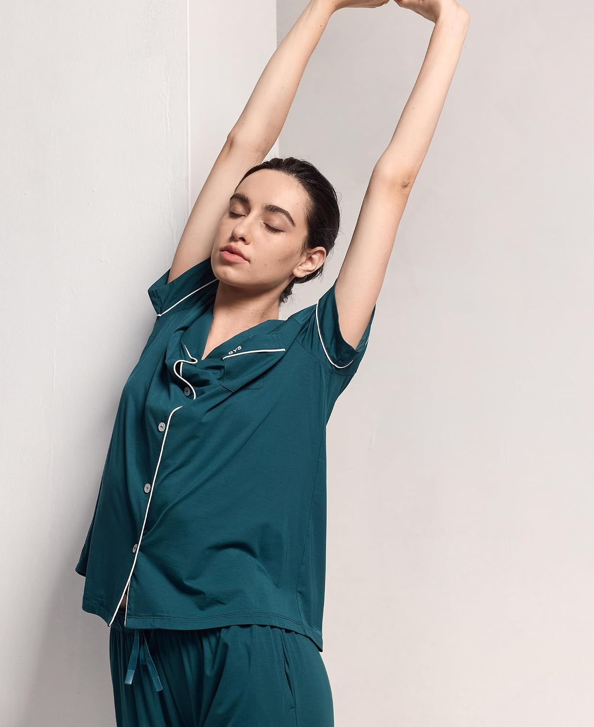 image:imageGYS Womens Bamboo Viscose Cooling Notch Collar Button Down Pajama SetInk Blue