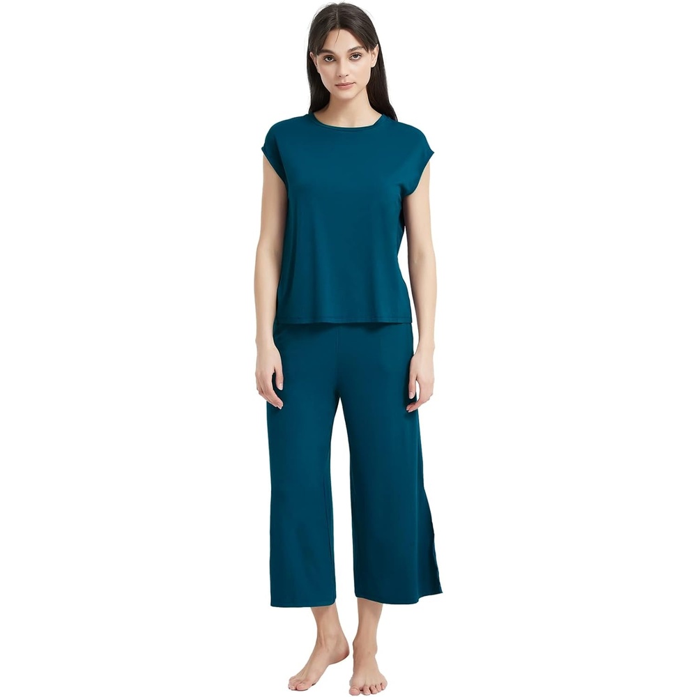 image:imageGYS Bamboo Viscose Pajamas for Women Set Summer Capri Pajamas SleepwearInk Blue