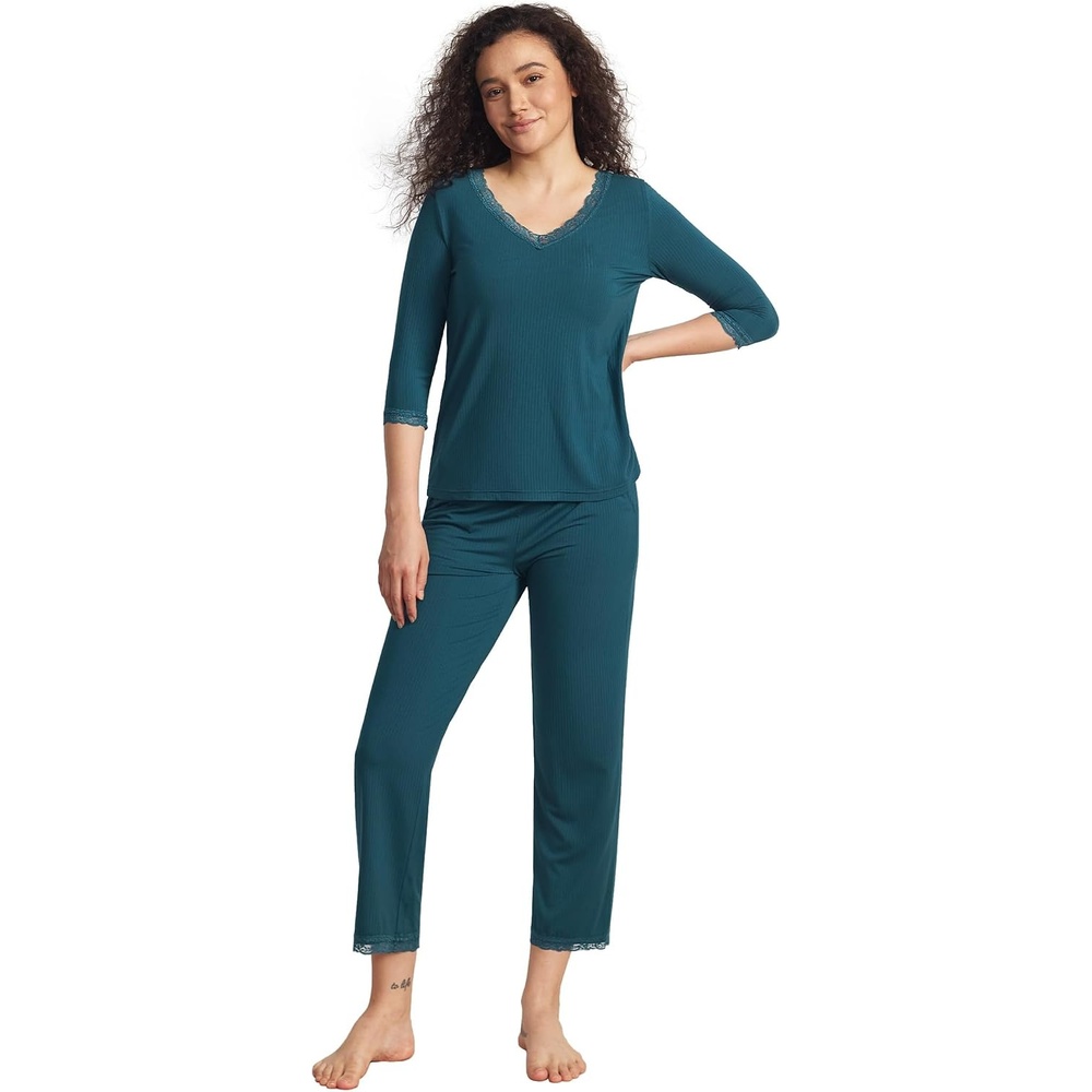 image:imageGYS Bamboo Viscose Womens Capri Pajamas SetInk Blue
