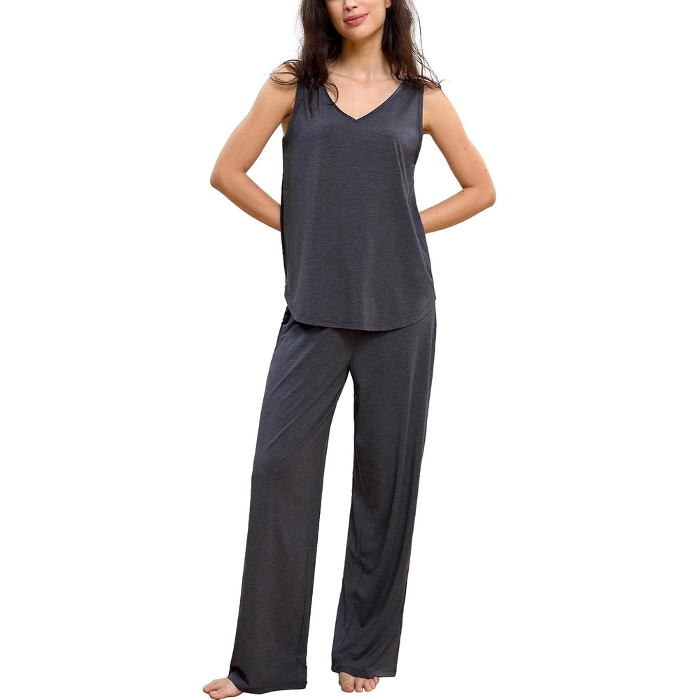 image:imageGYS Cooling Bamboo Viscose Pajamas for WomenDark Heather Grey
