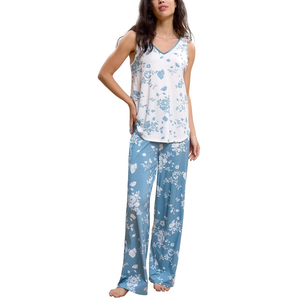 image:imageGYS Cooling Bamboo Viscose Pajamas for WomenLight Green Floral
