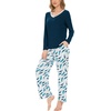 GYS Bamboo Viscose Cooling Long Sleeve Pajamas for Women(B- Ink Blue/ Feather)