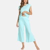 GYS Bamboo Viscose Pajamas for Women Set, Summer Capri Pajamas Sleepwear(Aqua)