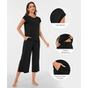 GYS Bamboo Viscose Pajamas for Women Set, Summer Capri Pajamas Sleepwear(Black)