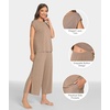 GYS Bamboo Viscose Pajamas for Women Set, Summer Capri Pajamas Sleepwear(Camel)