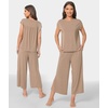 GYS Bamboo Viscose Pajamas for Women Set, Summer Capri Pajamas Sleepwear(Camel)