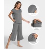 GYS Bamboo Viscose Pajamas for Women Set, Summer Capri Pajamas Sleepwear(Dark Heather Grey)