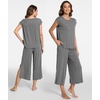 GYS Bamboo Viscose Pajamas for Women Set, Summer Capri Pajamas Sleepwear(Dark Heather Grey)