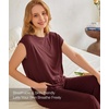 GYS Bamboo Viscose Pajamas for Women Set, Summer Capri Pajamas Sleepwear(Ficus Red)