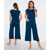 GYS Bamboo Viscose Pajamas for Women Set, Summer Capri Pajamas Sleepwear(Ink Blue)