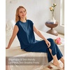 GYS Bamboo Viscose Pajamas for Women Set, Summer Capri Pajamas Sleepwear(Ink Blue)