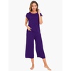 GYS Bamboo Viscose Pajamas for Women Set, Summer Capri Pajamas Sleepwear(Purple)
