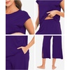 GYS Bamboo Viscose Pajamas for Women Set, Summer Capri Pajamas Sleepwear(Purple)