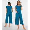 GYS Bamboo Viscose Pajamas for Women Set, Summer Capri Pajamas Sleepwear(Teal Blue)