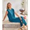 GYS Bamboo Viscose Pajamas for Women Set, Summer Capri Pajamas Sleepwear(Teal Blue)