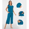 GYS Bamboo Viscose Pajamas for Women Set, Summer Capri Pajamas Sleepwear(Teal Blue)