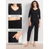 GYS Bamboo Viscose Women’s Capri Pajamas Set(Black)