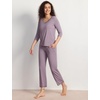 GYS Bamboo Viscose Women’s Capri Pajamas Set(Violet)