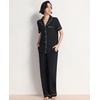 GYS Women’s Bamboo Viscose Cooling Notch Collar Button Down Pajama Set(Black)