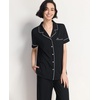 GYS Women’s Bamboo Viscose Cooling Notch Collar Button Down Pajama Set(Black)