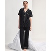 GYS Women’s Bamboo Viscose Cooling Notch Collar Button Down Pajama Set(Black)