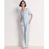GYS Women’s Bamboo Viscose Cooling Notch Collar Button Down Pajama Set(Blue Stripes)