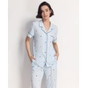 GYS Women’s Bamboo Viscose Cooling Notch Collar Button Down Pajama Set(Blue Stripes)