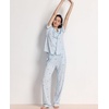 GYS Women’s Bamboo Viscose Cooling Notch Collar Button Down Pajama Set(Blue Stripes)