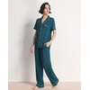 GYS Women’s Bamboo Viscose Cooling Notch Collar Button Down Pajama Set(Ink Blue)