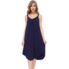 GYS Women’s Bamboo Viscose Pleated Sleeveless Nightgown(Navy)