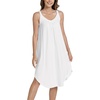 GYS Women’s Bamboo Viscose Pleated Sleeveless Nightgown(White)