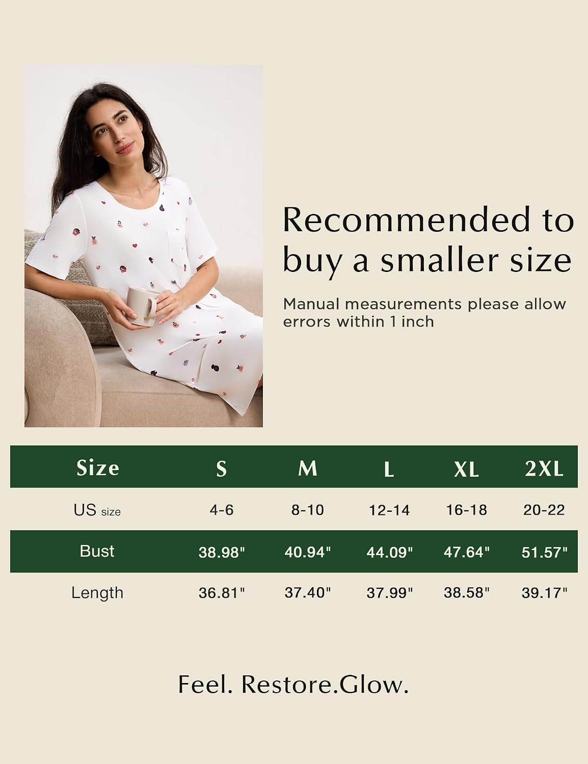 image:imageGYS Bamboo Viscose Short Sleeve Nightgowns for WomenBlack