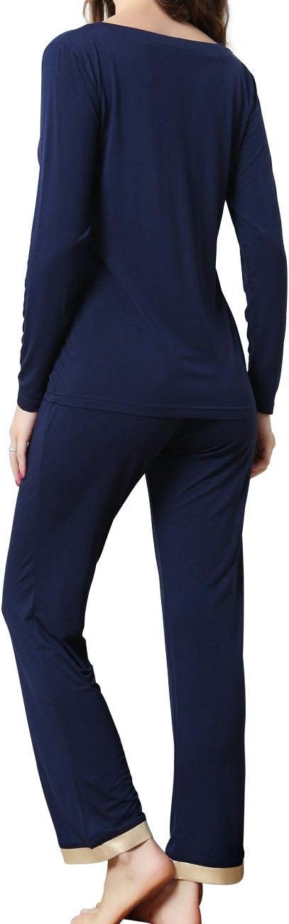 image:imageGYS Womens Bamboo Viscose Long Sleeve Pajamas SetNavy