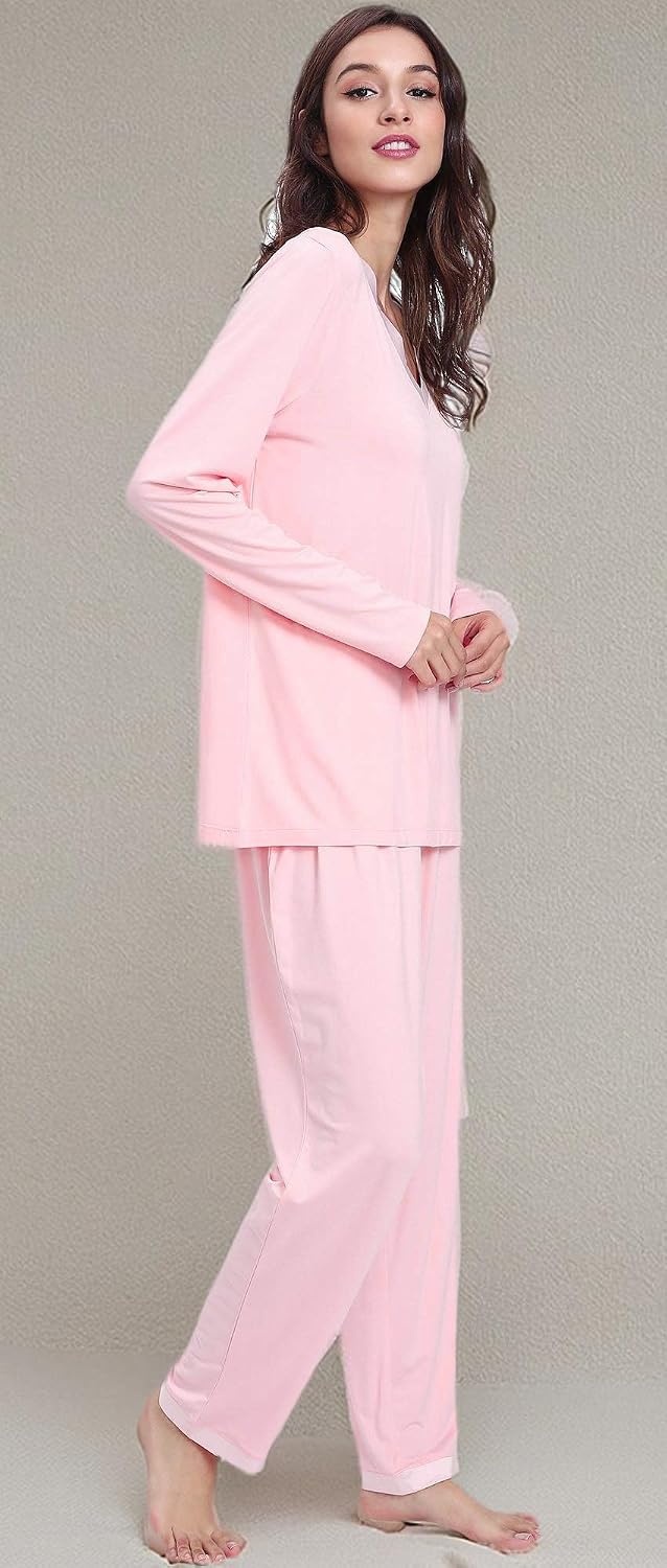 image:imageGYS Womens Bamboo Viscose Long Sleeve Pajamas SetPink