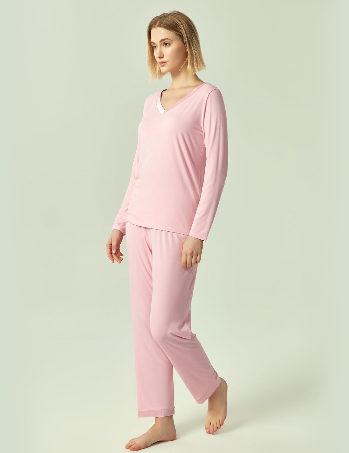 image:imageGYS Womens Bamboo Viscose Long Sleeve Pajamas SetPink