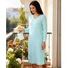 GYS Bamboo Viscose Nightgowns for Women Soft Long Sleeve V-Neck Sleep Shirt(Aqua)