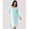 GYS Bamboo Viscose Nightgowns for Women Soft Long Sleeve V-Neck Sleep Shirt(Aqua)