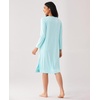 GYS Bamboo Viscose Nightgowns for Women Soft Long Sleeve V-Neck Sleep Shirt(Aqua)