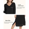 GYS Bamboo Viscose Nightgowns for Women Soft Long Sleeve V-Neck Sleep Shirt(Black)