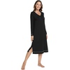GYS Bamboo Viscose Nightgowns for Women Soft Long Sleeve V-Neck Sleep Shirt(Black)
