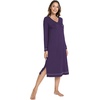 GYS Bamboo Viscose Nightgowns for Women Soft Long Sleeve V-Neck Sleep Shirt(Deep Purple)