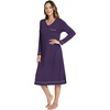 GYS Bamboo Viscose Nightgowns for Women Soft Long Sleeve V-Neck Sleep Shirt(Deep Purple)