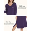 GYS Bamboo Viscose Nightgowns for Women Soft Long Sleeve V-Neck Sleep Shirt(Deep Purple)