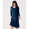 GYS Bamboo Viscose Nightgowns for Women Soft Long Sleeve V-Neck Sleep Shirt(Ink Blue)