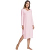 GYS Bamboo Viscose Nightgowns for Women Soft Long Sleeve V-Neck Sleep Shirt(Pink)