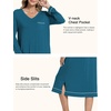 GYS Bamboo Viscose Nightgowns for Women Soft Long Sleeve V-Neck Sleep Shirt(Teal Blue)
