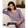 GYS Bamboo Viscose Nightgowns for Women Soft Long Sleeve V-Neck Sleep Shirt(Violet)
