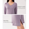GYS Bamboo Viscose Nightgowns for Women Soft Long Sleeve V-Neck Sleep Shirt(Violet)