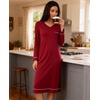 GYS Bamboo Viscose Nightgowns for Women Soft Long Sleeve V-Neck Sleep Shirt(Wine)