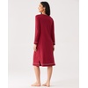 GYS Bamboo Viscose Nightgowns for Women Soft Long Sleeve V-Neck Sleep Shirt(Wine)